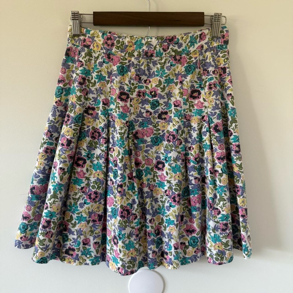 GENERRA Blue Pink Pleated Mini Skirt Casual